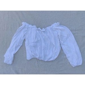 Brandy Melville White Long Sleeve Crop Top